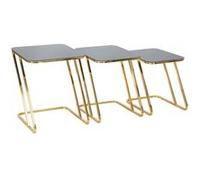 Lot de 3 Tables d'Appoint Gigognes "Simple" 55cm Noir & Or Noir