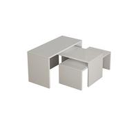 Lot de 3 Tables d'appoint gigognes, tables basses, tables multifonctions blanches différentes tailles - -
