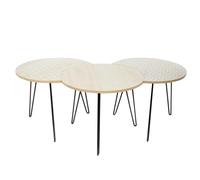 Lot de 3 Tables d'Appoint "Idéal" 45cm Beige & Blanc