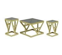 Paris Prix Ensemble de 3 tables d'appoint Menzzo Amstra 63 cm verre fumé métal or