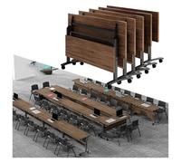 Lot de 3 tables de conférence pliantes avec roulettes - Table de séminaire mobile à rabat pour réunions et événements