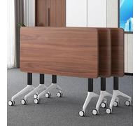 Lot de 3 tables de conférence pliantes, bureau mobile multifonctionnel, pour réunion et salle de classe, table d'ordinateur, marron, 140 x 50 x 75 cm, meuble peu encombrant pour des espaces de travail