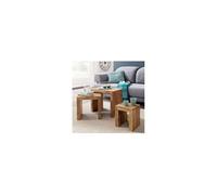 Lot de 3 tables gigognes en acacia massif - MADURAI