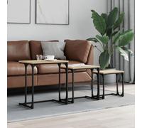 Lot de 3 tables gigognes en chêne Sonoma, cadre en métal, design industriel, table basse pour salon, chambre à coucher, stables et peu encombrantes