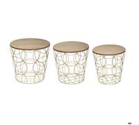 Lot de 3 tables gigognes ""Kumi"" doré D37/41/45cm - Atmosphera createur d'interieur