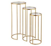 Lot de 3 Tables Gigognes "Léo Miroir" 80cm Or