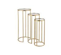 Lot de 3 Tables Gigognes "Léo Miroir" 80cm Or