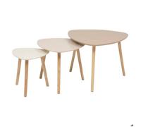 Lot de 3 tables gigognes ""Mileo"" beige 60x60x45cm - Atmosphera createur d'interieur