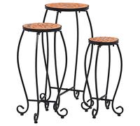 Lot de 3 tables mosaïques, en céramique, en terre cuite, avec structure en fer, résistantes aux intempéries, 3 tailles 30 x 70, 25 x 60, 20 x 50 cm, pour balcon, terrasse, salon, table d'appoint pour