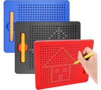 Lot de 3 tablettes magnétiques à dessiner - Ardoises à billes en acier avec stylet magnétique, planches de dessin réutilisables pour peinture, croquis, écriture et gribouillage