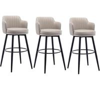 Lot de 3 tabourets de bar hauts de 66 cm avec dossier bas pivotant, chaises de comptoir pour îlot de cuisine, assise confortable