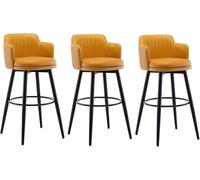 Lot de 3 tabourets de bar pivotants de 66 cm de haut avec dossier bas Orange Island chaises de bar pour comptoir de cuisine, design moderne, assise confortable, hauteur réglable