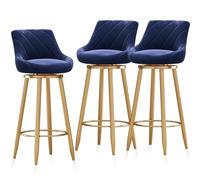 Lot de 3 tabourets de Bar pivotants et rembourrés, tabourets de Bar Modernes à Hauteur de comptoir, tabourets de Cuisine avec Repose-Pieds arrière et Pieds en métal, chaises de Bar pour sall