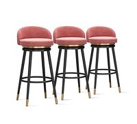 Lot de 3 tabourets de bar pivotants modernes rembourrés en velours pour cuisine, restaurant, chaises de cuisine confortables à haut dossier pour petit déjeuner, bar, comptoir avec pivot à 360°