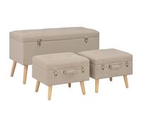 Lot de 3 Tabourets de Rangement Bout de Lit Repose-Pied Gris Foncé Tissu vidaXL