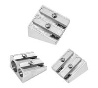 Lot de 3 taille-crayons en métal avec 2 trous, taille-crayon de charpentier pour maquillage, lèvres, eyeliner pour la maison, l'école, le bureau