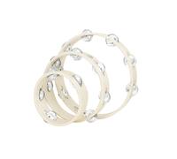 Lot de 3 tambourins en bois, instruments de percussion portables en métal avec grelots, pour église, éducation et fêtes.