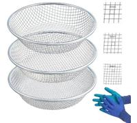 Lot de 3 tamis de terre pour jardinage, tamis à roches pour seau de 18 litres, tamis à compost avec gants - Filtre le sol, la sciure de bois, les galets, les débris
