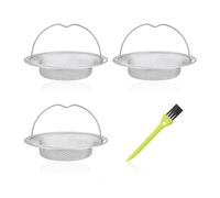 Lot de 3 tamis d'évier avec poignée, 1 brosse, filtre d'évier, panier de cuisine, passoire d'évier en acier inoxydable, convient pour les égouts (11 x 7 x 2 cm)