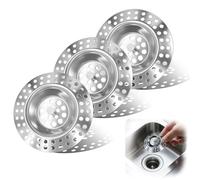 Lot de 3 tamis d'évier de cuisine en acier inoxydable avec une poignée, trous pour évier, douche, évier de cuisine et salle de bain, 7 cm
