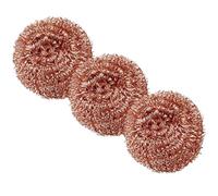 Lot de 3 tampons à récurer recyclables en fil métallique - Cuivre en spirale - Longue durée de vie pour le nettoyage - Brosse à récurer robuste