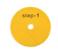 Lot de 3 tampons de polissage diamant humide/sec de 100 mm pour granit, béton, marbre, pierre, résine #1/#2/#3 liée avec des éclats émeri haute densité, dos en nylon de 5 mm d'épaisseur (grain 1)