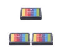 Lot de 3 tampons encreurs Corée Papeterie Bricolage Artisanat pour Papier Tissu Bois Multicolore Arc-en-ciel 5