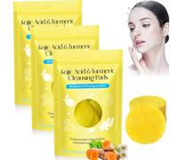 Lot de 3 tampons nettoyants à l'acide kojique au curcuma, à l'acide kojique au curcuma, à l'acide kojique pour le visage et le corps, tampons exfoliants pour le visage