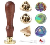 Lot de 3 tampons ronds et solides en laiton - Sceau en forme de cœur et triangle - Pour invitations de fête, enveloppes