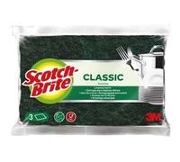 Lot de 3 tampons scotch-brite vert - SCOTCH-BRITE - 160x95mm - Éponge à récurer rayante