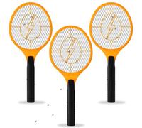 Lot de 3 tapettes à mouches électriques portatives - Raquette de zapping pour intérieur et extérieur - Alimentée par piles sans danger au toucher avec maille de sécurité à 3 couches, taille standard