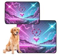 Lot de 3 tapis absorbants d'eau pour gamelle de chien réutilisables et antidérapants pour pelouse, 50,8 x 61 cm, cocktail avec tiges de cerise en forme de cœur