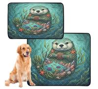 Lot de 3 tapis anti-pipi pour chien, lavables et antidérapants, 50,8 x 61 cm, motif collage loutre de mer, varech, safari