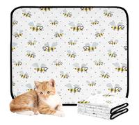 Lot de 3 tapis antidérapants pour chien et chat - Motif abeilles mignonnes - Bonne chance - 50,8 x 61 cm - Motif à pois