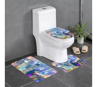 Lot de 3 tapis antidérapants pour salle de bain - 61 x 40,6 cm - YYHWHJDE Splendid City Prints - Tapis rectangulaire en forme de U et en forme de O pour toilettes, coiffeuse et baignoire
