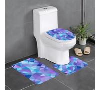 Lot de 3 tapis antidérapants pour salle de bain - 61 x 40,6 cm - YYHWHJDE Splendid Polygon Prints - Tapis rectangulaires en forme de U et en forme de O pour toilettes, lavabos et salle de bain