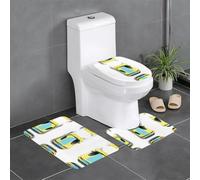 Lot de 3 tapis antidérapants pour salle de bain - WHJDPP Cool - Tapis imprimé rectangulaire, en forme de U et en forme de O, pour toilettes, coiffeuse et baignoire (61 x 40,6 cm)