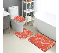 Lot de 3 tapis de bain à séchage rapide, motif abstrait, motif gouttes d'eau colorées, antidérapant, lavable en flanelle pour salle de bain, toilettes, toilettes