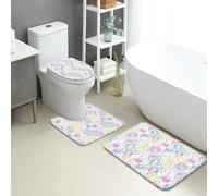 Lot de 3 tapis de bain à séchage rapide, motif bulles, gouttes d'eau colorées, absorbant, antidérapant, tapis de bain décoratif d'été en flanelle lavable pour salle de bain, toilettes, toilettes