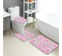 Lot de 3 tapis de bain à séchage rapide - Motif coquillages et étoiles de mer - Tapis de douche absorbant et antidérapant - Lavable - Pour salle de bain, toilettes et toilettes