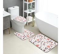 Lot de 3 tapis de bain à séchage rapide, motif étoiles de mer, pêche corail, plantes océaniques, absorbants, antidérapants, lavables en flanelle pour salle de bain