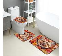 Lot de 3 tapis de bain à séchage rapide, motif feuille vive, absorbant, antidérapant, décoration d'automne en flanelle lavable pour salle de bain, toilettes, toilettes