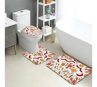 Lot de 3 tapis de bain à séchage rapide, motif fruits de mer amusants, absorbants, antidérapants, lavables, pour salle de bain, toilettes, toilettes