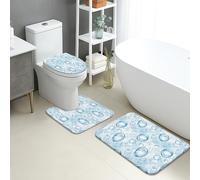 Lot de 3 tapis de bain à séchage rapide, motif gouttes d'eau, antidérapant, absorbant, antidérapant, lavable en flanelle pour salle de bain, toilettes, toilettes