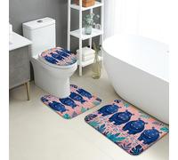 Lot de 3 tapis de bain à séchage rapide motif hippopotame coloré, motif jungle dessin animé, absorbant, antidérapant, tapis de bain décoratif d'été en flanelle lavable pour salle de bain, toilettes