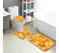 Lot de 3 tapis de bain à séchage rapide, motif nid d'abeille, gouttes abstraites, antidérapantes, décoration d'été en flanelle lavable pour salle de bain, toilettes, toilettes
