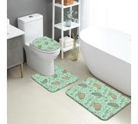 Lot de 3 tapis de bain à séchage rapide motif tortues de mer vertes, tapis de douche absorbant, antidérapant, lavable en flanelle pour salle de bain