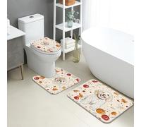 Lot de 3 tapis de bain à séchage rapide pour chien d'automne - Tapis de douche absorbant et antidérapant - En flanelle - Lavable - Pour toilettes