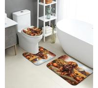 Lot de 3 tapis de bain à séchage rapide pour chien d'automne - Tapis de douche rustique absorbant antidérapant et lavable en flanelle pour salle de bain et WC