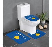 Lot de 3 tapis de bain absorbants - Motif drapeau du Kosovo - Idéal pour coiffeuses et maisons de vacances